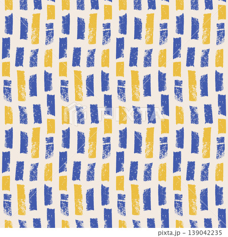 Small dash pastel lines summer coastal seamless pattern. Abstract mediterranean amalfi ornament. Surface pattern geometric handmade Italy motif. Hand drawn mini streaks texture. Vector background 139042235