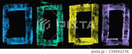 Frame grunge roller ink texture with neon paint rectangle for gaming promo and esport banner. Urban letterpress linocut stamp on paper. Vector grungy frames callout with sporty yellow and blue feel Frame grunge roller ink texture with neon paint rectangle for gaming promo and esport banner. Urban letterpress linocut stamp on paper. Vector grungy frames callout with sporty yellow and blue feel 139042276