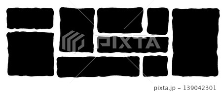 Wavy abstract rectangle text boxes silhouette. Organic square quote frames with irregular edges. Curvy geometrical uneven callouts, rough labels. Doodle kids elements, geometric vector promo shapes Wavy abstract rectangle text boxes silhouette. Organic square quote frames with irregular edges. Curvy geometrical uneven callouts, rough labels. Doodle kids elements, geometric vector promo shapes 139042301