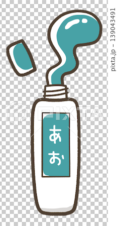 藍色顏料管,蓋子打開,裡面的顏料灑了出來。 藍色顏料管,蓋子打開,裡面的顏料灑了出來。 139043491