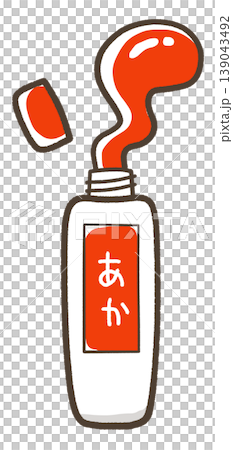 蓋の空いて中身が出たチューブの絵具 赤色 蓋の空いて中身が出たチューブの絵具 赤色 139043492