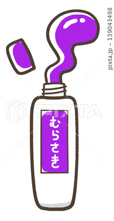 蓋の空いて中身が出たチューブの絵具 紫色 蓋の空いて中身が出たチューブの絵具 紫色 139043498