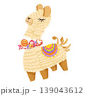 Cartoon pinata. Colourful broken paper toy in shape of llama or alpaca with candies inside. Traditional hand made candy surprise decoration for child's birthday party, fiesta, carnival and stickers 139043612