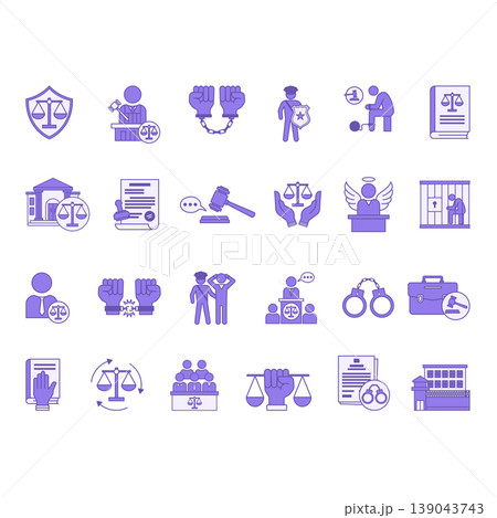 Colored Justice Icon Set. Colored Justice Icon Set. 139043743