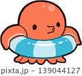 浮き輪を持つタコのイラスト 139044127