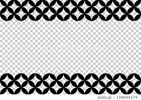 A Japanese-modern frame bordered at the top and bottom by a black cloisonné pattern. A Japanese-modern frame bordered at the top and bottom by a black cloisonné pattern. 139044174