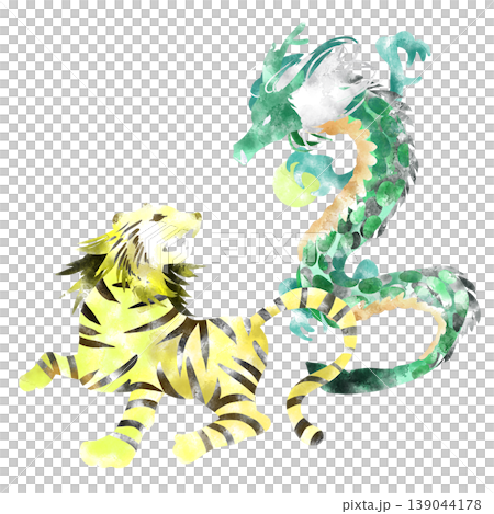 手描きの龍虎のイラスト 139044178