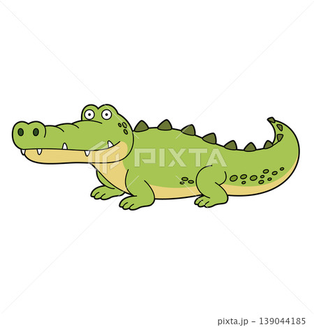 Cute cartoon vector illustration of an alligator or a crocodile isolated on white background 139044185