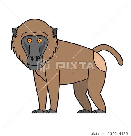 Cute cartoon vector illustration of a baboon isolated on white background Cute cartoon vector illustration of a baboon isolated on white background 139044186