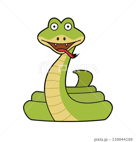 Cute cartoon vector illustration of a Boomslang snake isolated on white background Cute cartoon vector illustration of a Boomslang snake isolated on white background 139044189