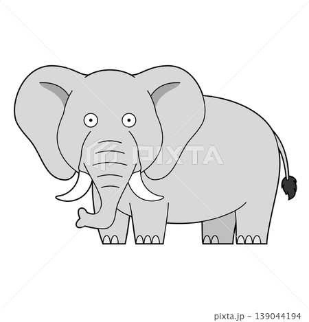 Cute cartoon vector illustration of an African elephant isolated on white background Cute cartoon vector illustration of an African elephant isolated on white background 139044194