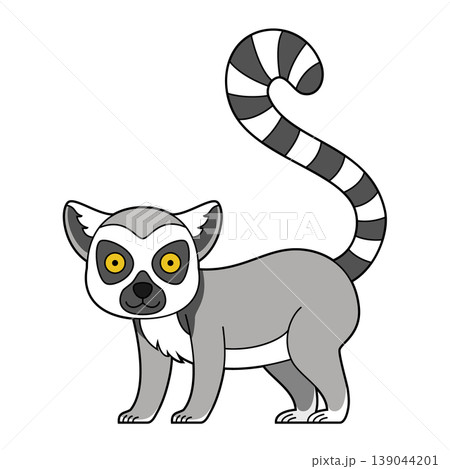 Cute cartoon vector illustration of a lemur isolated on white background 139044201