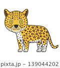 Cute cartoon vector illustration of a leopard isolated on white background 139044202