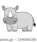 Cute cartoon vector illustration of a rhinoceros isolated on white background 139044206