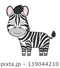 Cute cartoon vector illustration of a zebra isolated on white background 139044210
