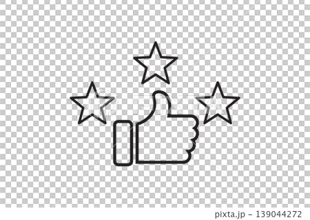 Thumbs Up Rating Icon With Three Stars Outline for Review, Feedback and Approval Thumbs Up Rating Icon With Three Stars Outline for Review, Feedback and Approval 139044272
