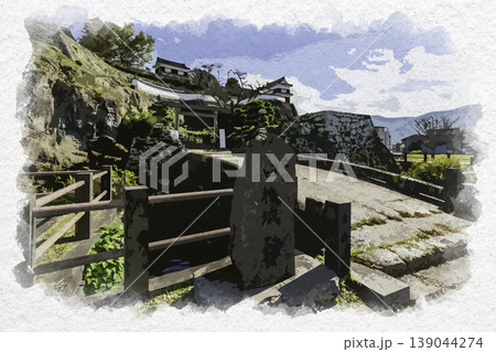 水彩画風 臼杵城跡 古橋口 大分県臼杵市 水彩画風 臼杵城跡 古橋口 大分県臼杵市 139044274