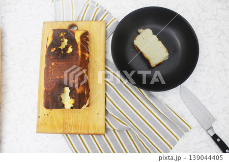 Step-by-step recipe for making cottage cheese casserole. Cut the casserole into slices, portioned pieces Step-by-step recipe for making cottage cheese casserole. Cut the casserole into slices, portioned pieces 139044405