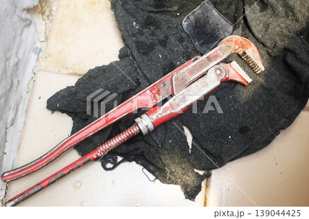 adjustable wrench. water wrench. Top view adjustable wrench. water wrench. Top view 139044425