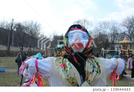Funny big size burning doll. Maslenitsa holiday Funny big size burning doll. Maslenitsa holiday 139044483