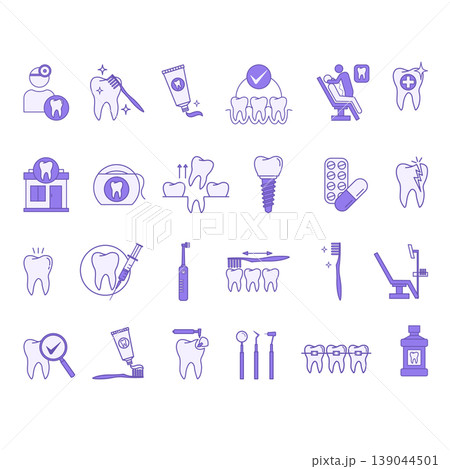 Colored Set of Dental Icons.  139044501