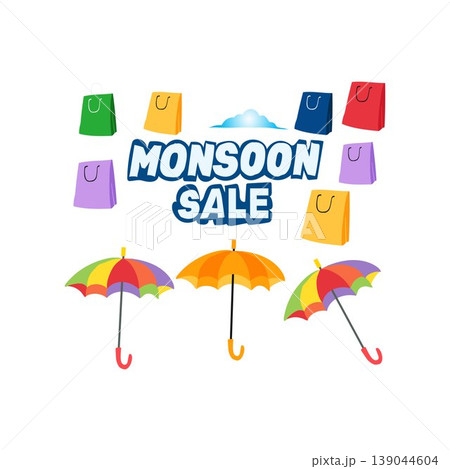 monsoon sale Monsoon Offer or Sale with creative design free vector illustration 139044604