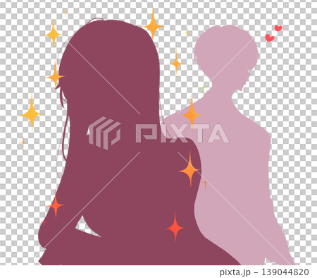 A man in love with a beautiful woman - silhouette A man in love with a beautiful woman - silhouette 139044820