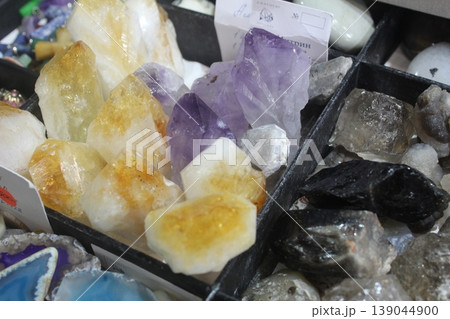 Amethyst Citrine Quartz Close-Up stones Amethyst Citrine Quartz Close-Up stones 139044900