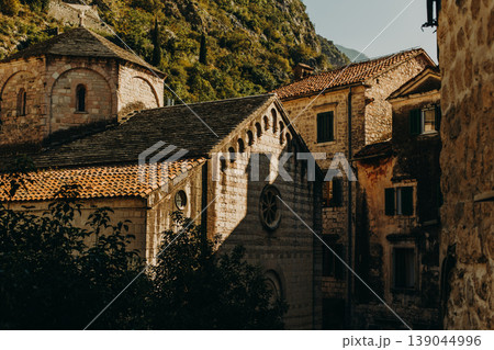 Amazing view of Kotor old town in a sunny day. Travel destination in Montenegro. 139044996