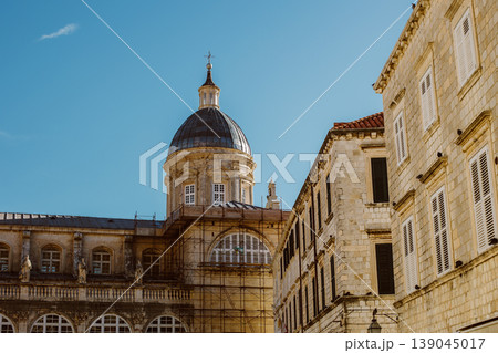 View on Old Cathedral on a sunny day in the old town of Dubrovnik, Croatia. Travel destination in Croatia. 139045017
