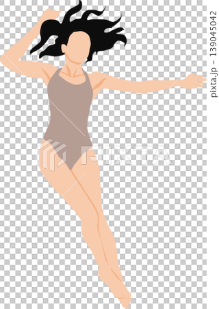 An illustration of a woman in a swimsuit on a beach. An illustration of a woman in a swimsuit on a beach. 139045042
