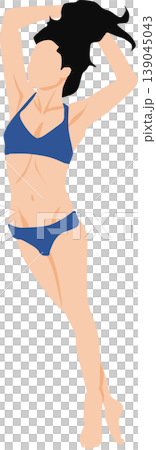 一幅描繪身穿泳裝的女子在海灘上的插圖。 139045043