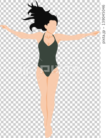 一幅描繪身穿泳裝的女子在海灘上的插圖。 139045046
