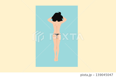 水着を着た女性が浜辺にいるイラスト 水着を着た女性が浜辺にいるイラスト 139045047
