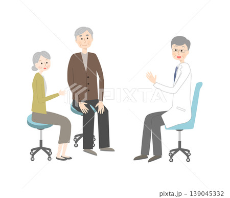 医師と話すシニア夫婦 139045332