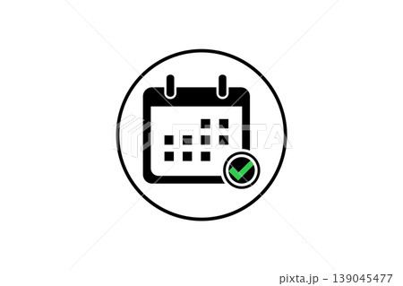Confirmed Calendar Icon With Green Checkmark for Schedule, Appointment and Event Planning Confirmed Calendar Icon With Green Checkmark for Schedule, Appointment and Event Planning 139045477