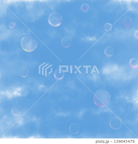 シャボン玉が舞う青空 中央に空間なし シャボン玉が舞う青空 中央に空間なし 139045479