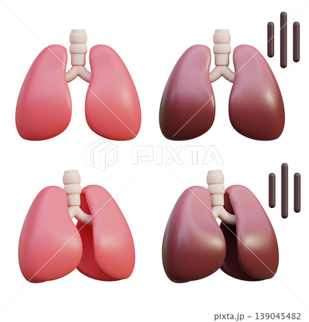 Healthy Lungs and Unhealthy Lungs 3D Illustration Healthy Lungs and Unhealthy Lungs 3D Illustration 139045482