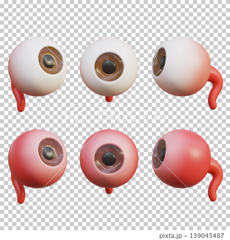 Healthy Eyeball and Sick Eyeball 3D Illustration 139045487