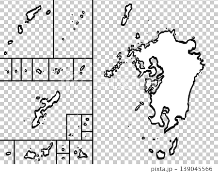 Simple illustration of a map of Kyushu and Okinawa (brushstroke style) Simple illustration of a map of Kyushu and Okinawa (brushstroke style) 139045566