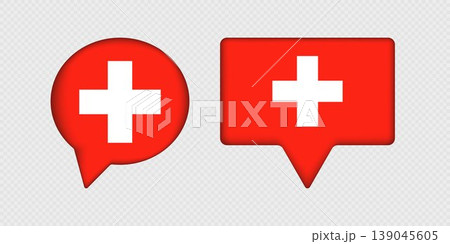 Flag of Switzerland in speech bubble. 139045605