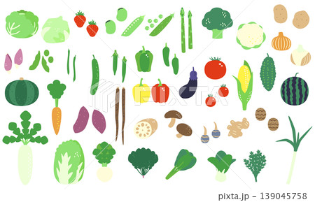 かわいい野菜のイラスト素材セット かわいい野菜のイラスト素材セット 139045758