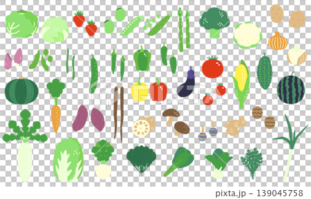 かわいい野菜のイラスト素材セット かわいい野菜のイラスト素材セット 139045758