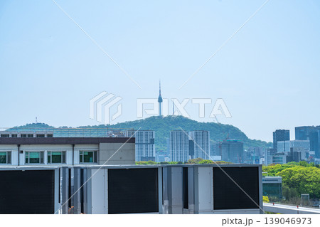 Seoul, South Korea - Apr. 18, 2026 : N Seoul Tower landmark on Namsan Mountain with city skyline, South Korea Seoul, South Korea - Apr. 18, 2026 : N Seoul Tower landmark on Namsan Mountain with city skyline, South Korea 139046973