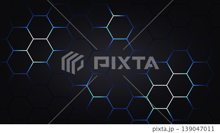 Hexagonal abstract technology background. electric glow hexagonal background. vector illustration. Hexagonal abstract technology background. electric glow hexagonal background. vector illustration. 139047011