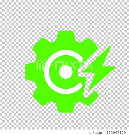 Technology icon (green) representing high-speed processing and energy efficiency. Technology icon (green) representing high-speed processing and energy efficiency. 139047190