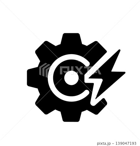 高速処理とエネルギー効率を表すテクノロジーアイコン（黒） 139047193