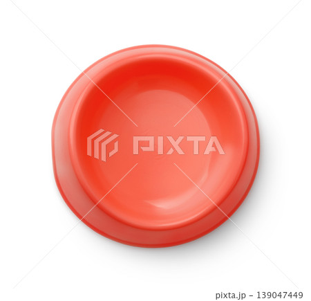 Top view of red empty plastic pet bowl Top view of red empty plastic pet bowl 139047449