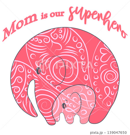 Cute funny baby elephant. Mother's Day holiday concept. 139047650