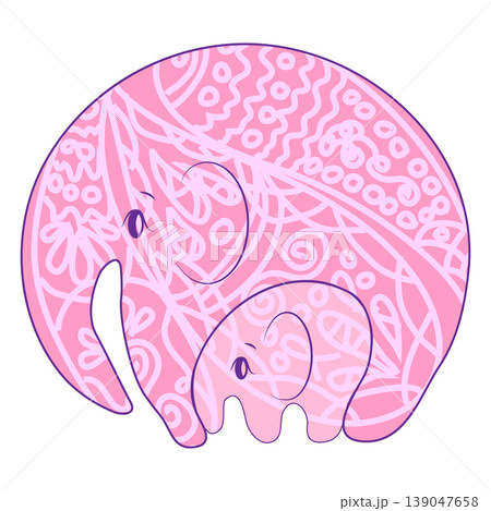 India - parsley patterned elephant, oriental Indian icon and illustration 139047658
